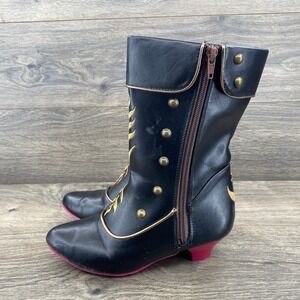 Disney Frozen Anna Inspired Black Gold Kids Boots Size US 2 3 Toddler Child